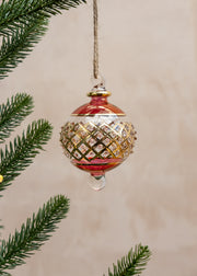 Unique Treasures Byzantine Glass Bauble in Red and Gold