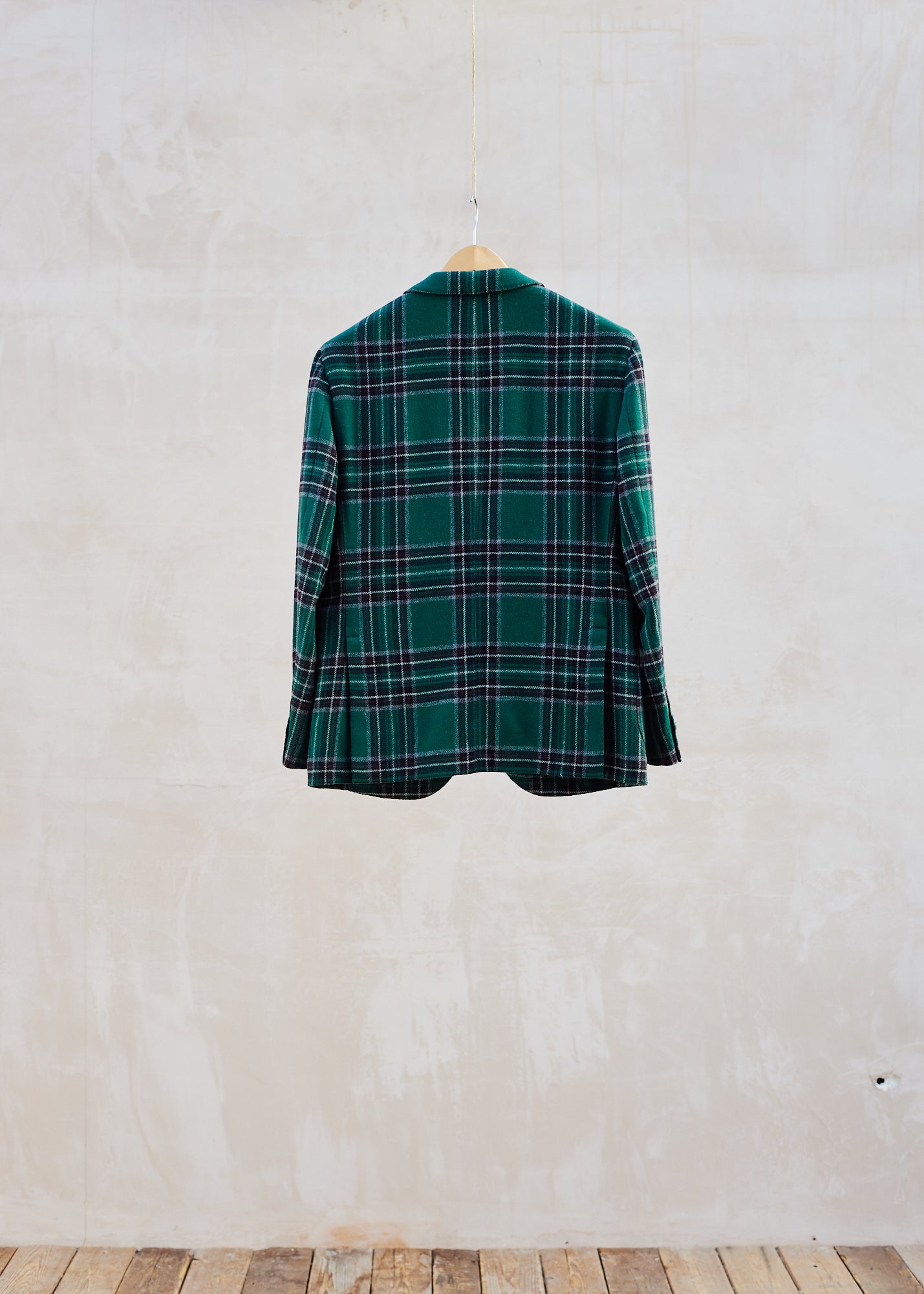 Kenny Ryder Caruso Green Checked Wool Blazer - L