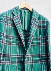 Kenny Ryder Caruso Green Checked Wool Blazer - L