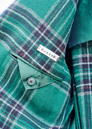 Kenny Ryder Caruso Green Checked Wool Blazer - L