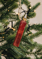 Candle Glass Bauble in Red