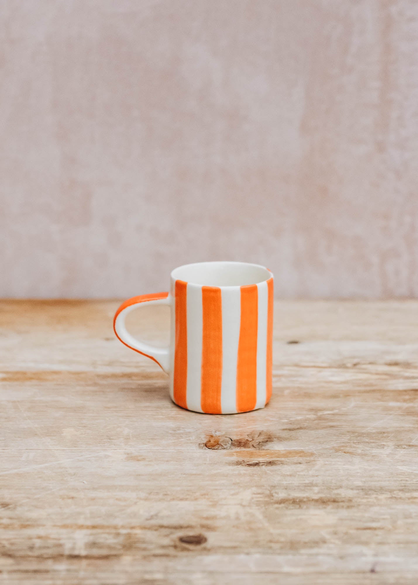 Musango Pottery Espresso Candy Stripe Mug in Tangerine