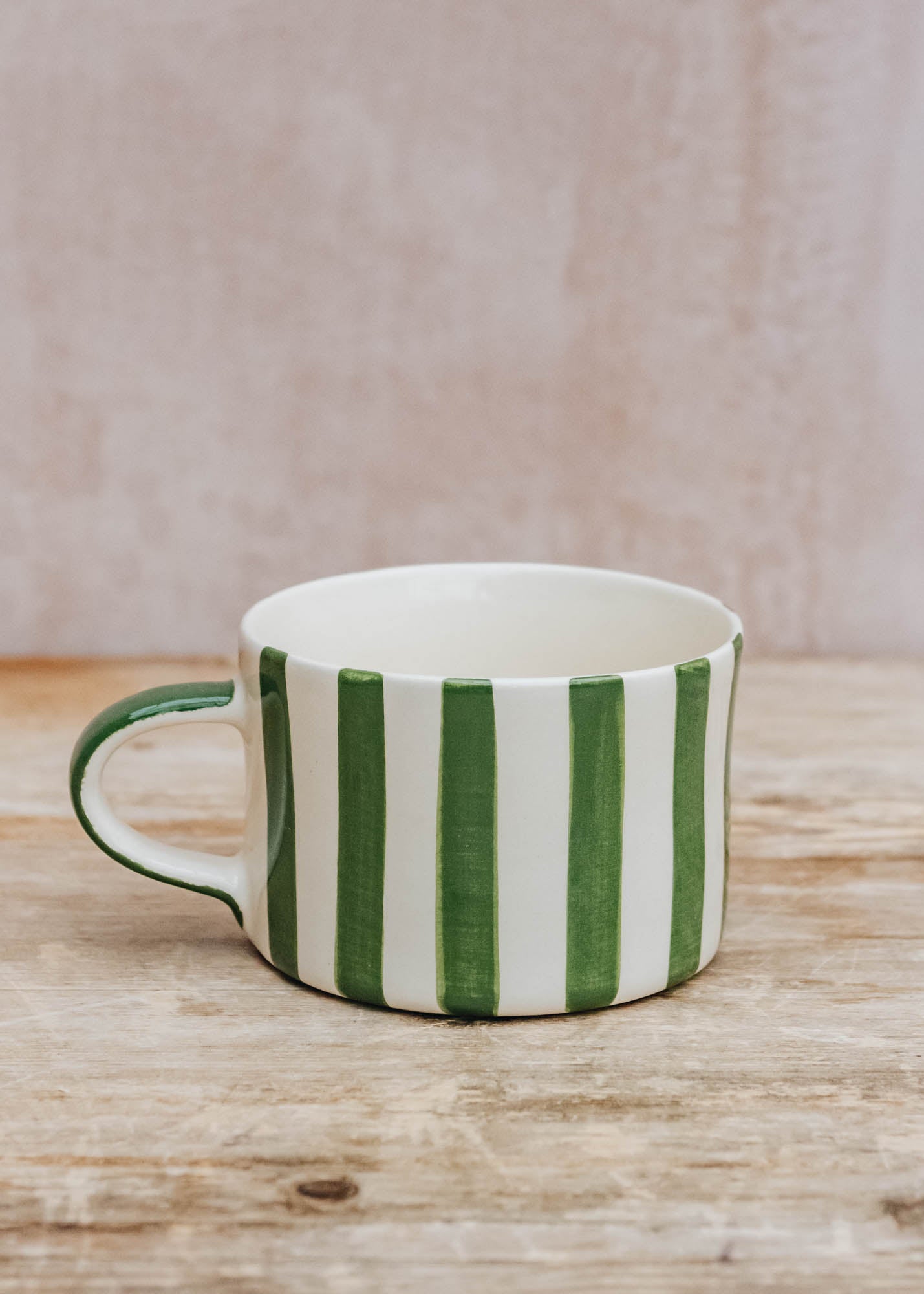 Musango Pottery Musango Candy Stripe Mug in Moss Green