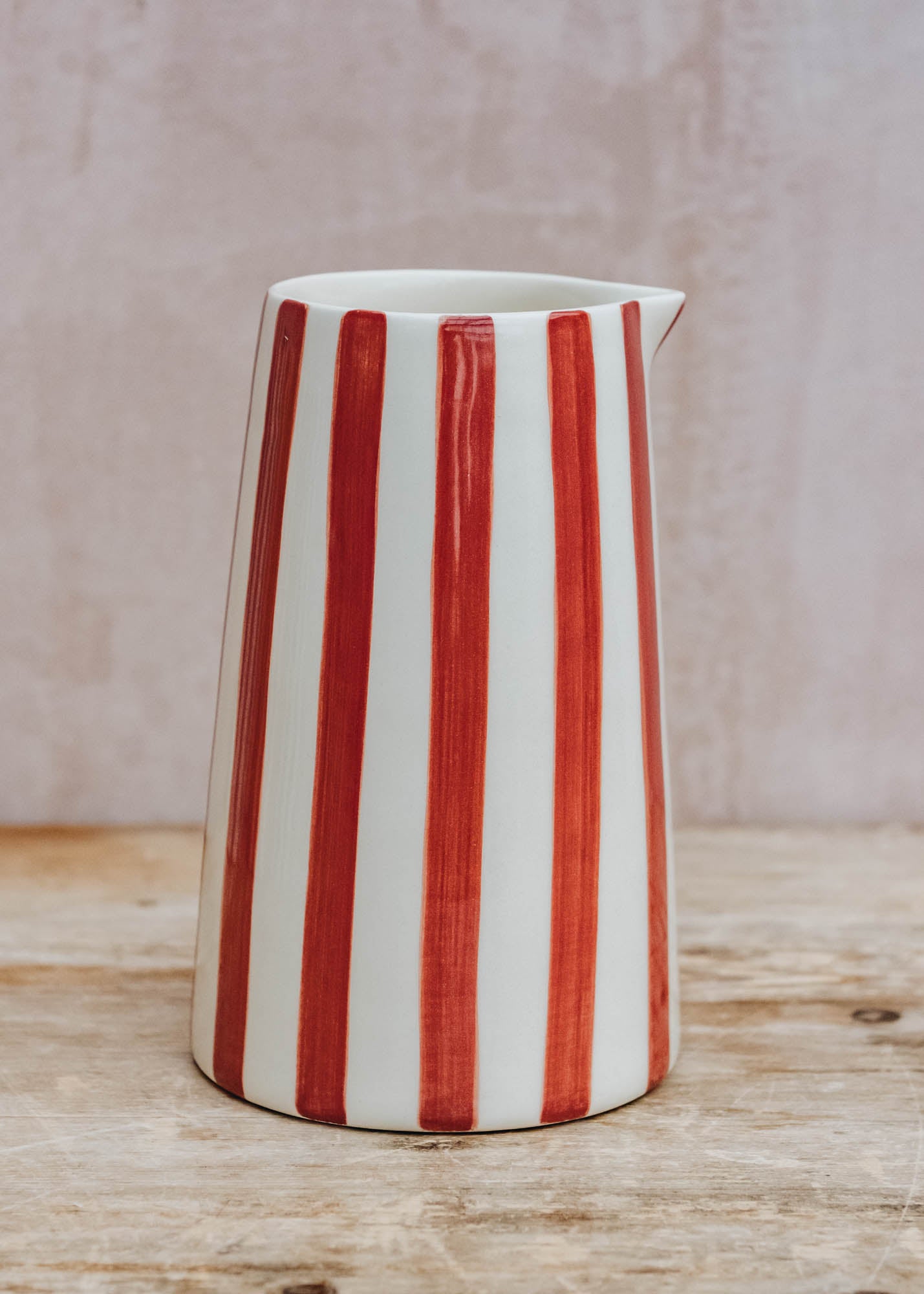 Musango Pottery Musango Candy Stripe Pitcher in Paprika