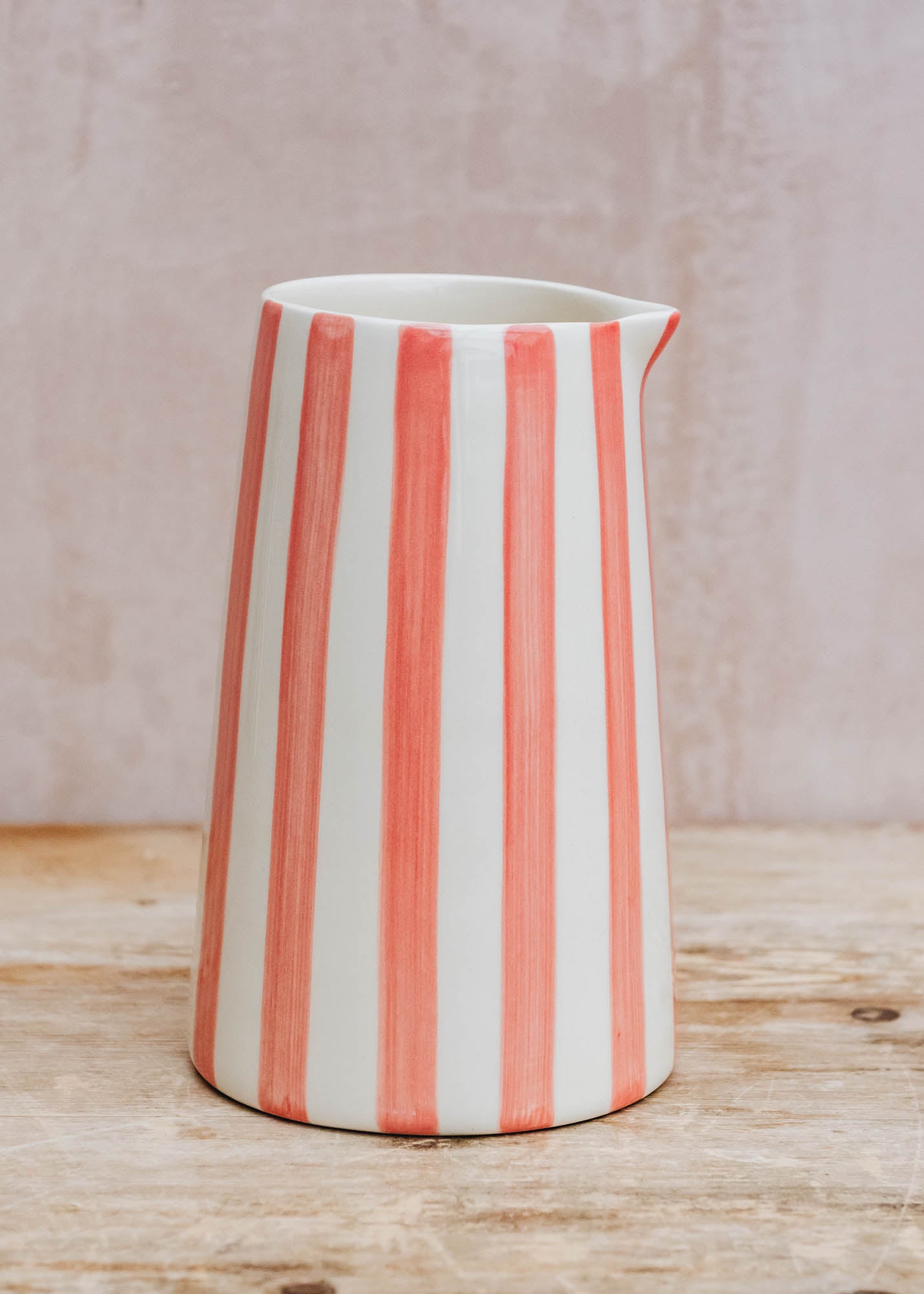 Maggie: Timeless Flowers Musango  Candy Stripe Pitcher in Rose