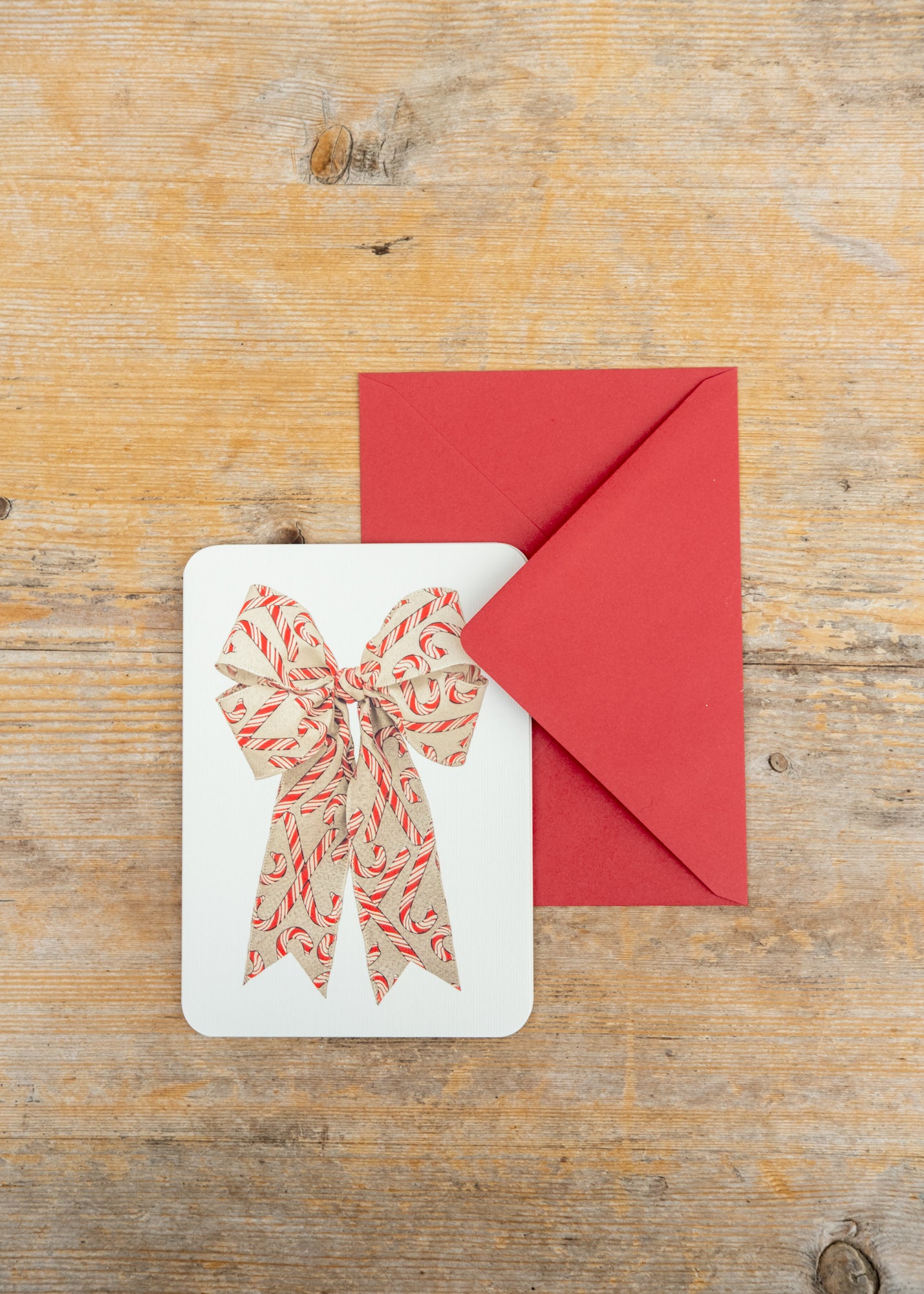 Candy Cane Bow Christmas Card