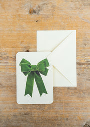 Green Velvet Bow Christmas Card