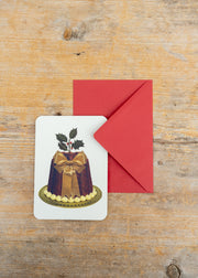 Plum Pudding with Gold Bow Christmas Card