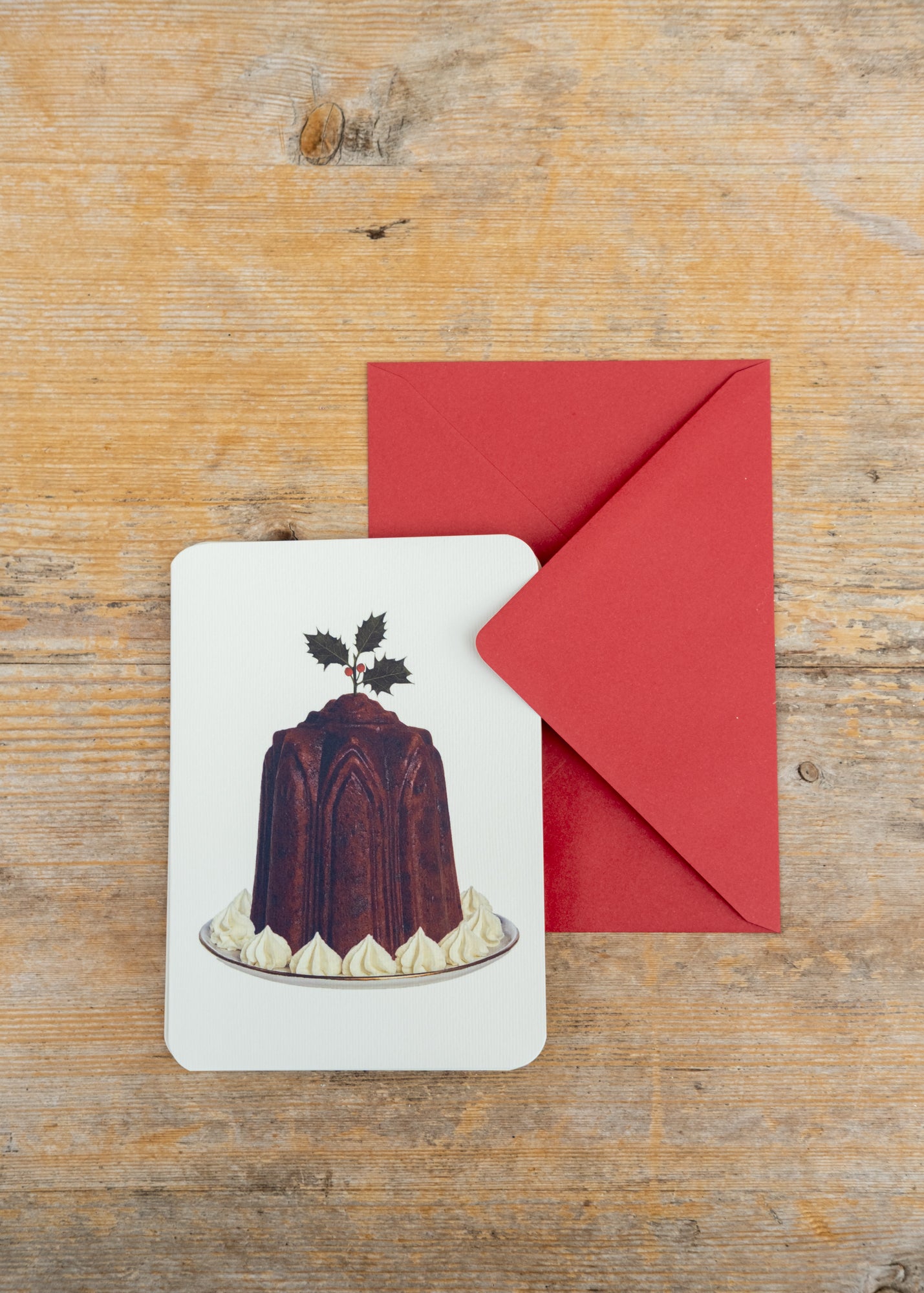 Plum Pudding with Holly Christmas Card