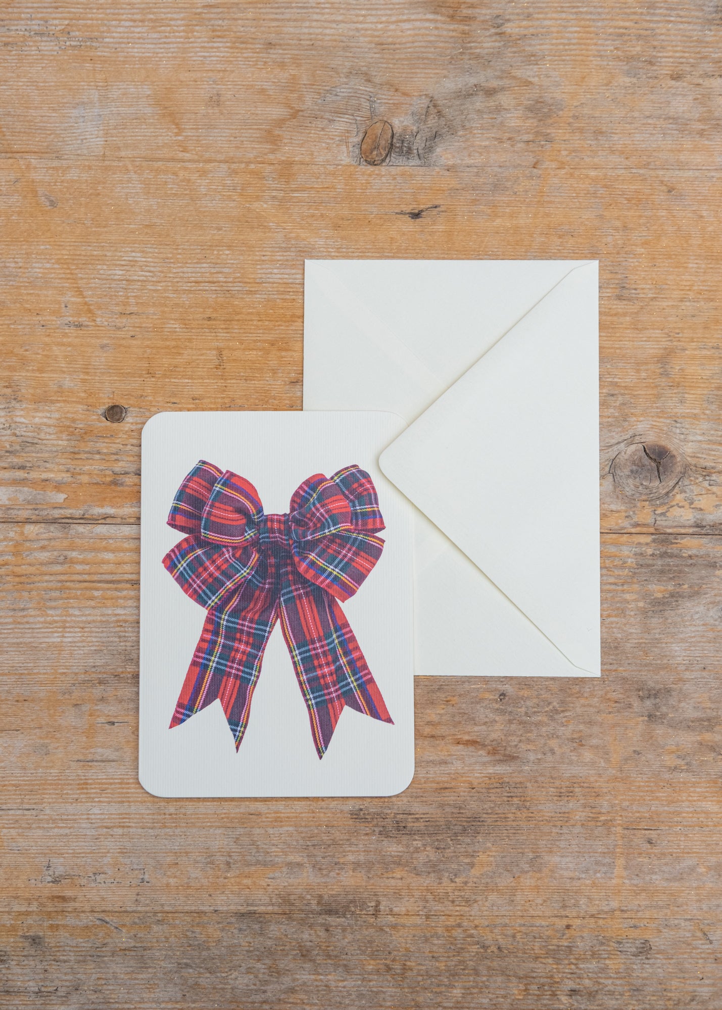 Red Tartan Bow Christmas Card