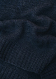 Cash-Ca Boxy Mixed-Neckline Sweater in Navy