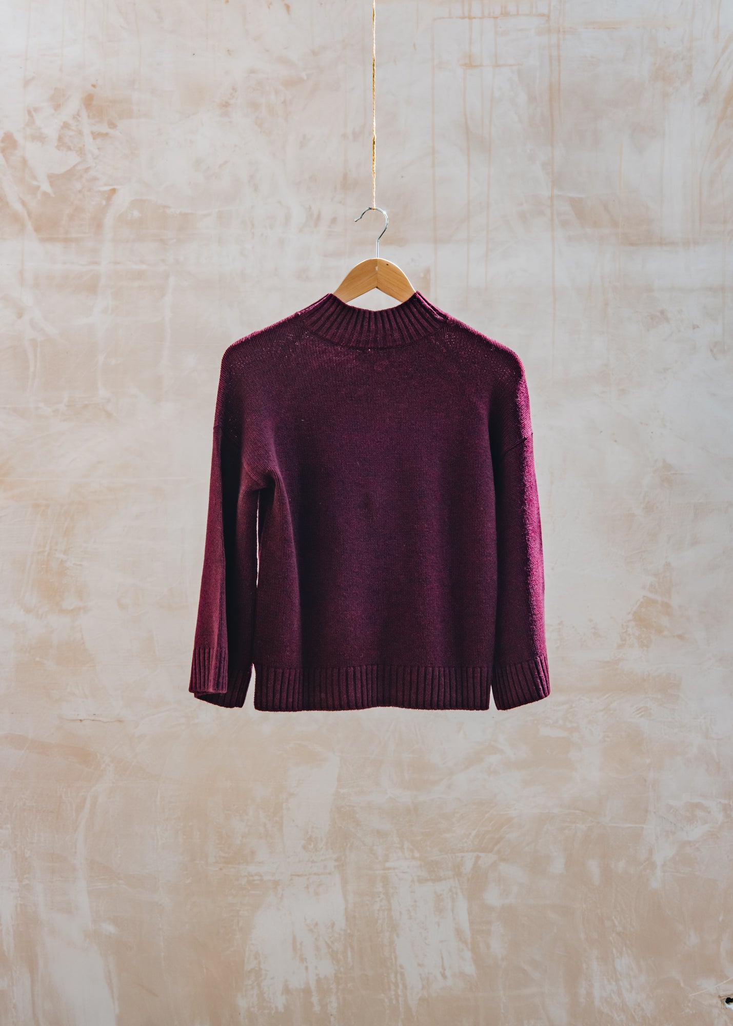 Cash-Ca Boxy Mixed-Neckline Sweater in Plum