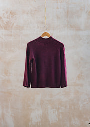 Cash-Ca Boxy Mixed-Neckline Sweater in Plum