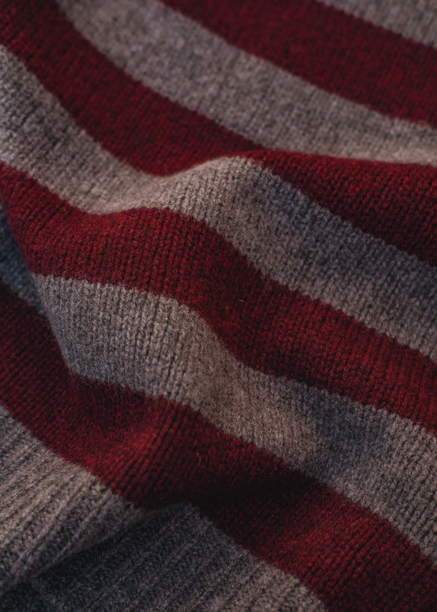 Cash-Ca Chunky Striped 3/4 Sleeve Crew Neck Top in Damson and Fig