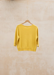 Cash-Ca Deep Crew Neck Elbow Sleeve Sweater in Acacia