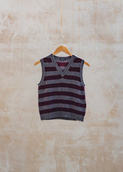 Cash-Ca Striped V-Neck Tank Top in Damson and Fig