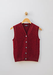 Cash-Ca Button Through Waistcoat in Burgundy
