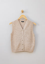 Cash-Ca Button Through Waistcoat in Pink Oatmeal
