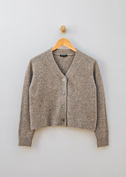 Cash-Ca Chunky Long Sleeve V-Neck Cardigan in Fossil