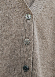 Cash-Ca Chunky Long Sleeve V-Neck Cardigan in Fossil