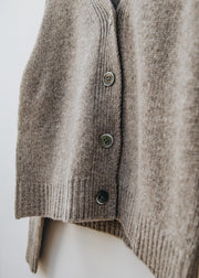 Cash-Ca Chunky Long Sleeve V-Neck Cardigan in Fossil