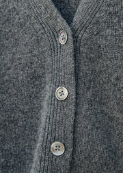 Cash-Ca Chunky Long Sleeve V-Neck Cardigan in Graphite