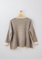 Cash-Ca Oversized Stripe Soft Crew Neck Sweater in Fossil, Blush and Oatmeal