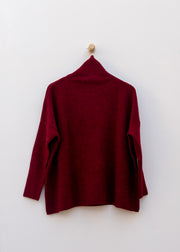 Cash-Ca Soft Boxy Polo Collar Sweater in Burgundy