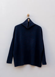 Cash-Ca Soft Boxy Polo Collar Sweater in Dark Berry