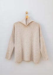 Cash-Ca Soft Boxy Polo Collar Sweater in Pink Oatmeal