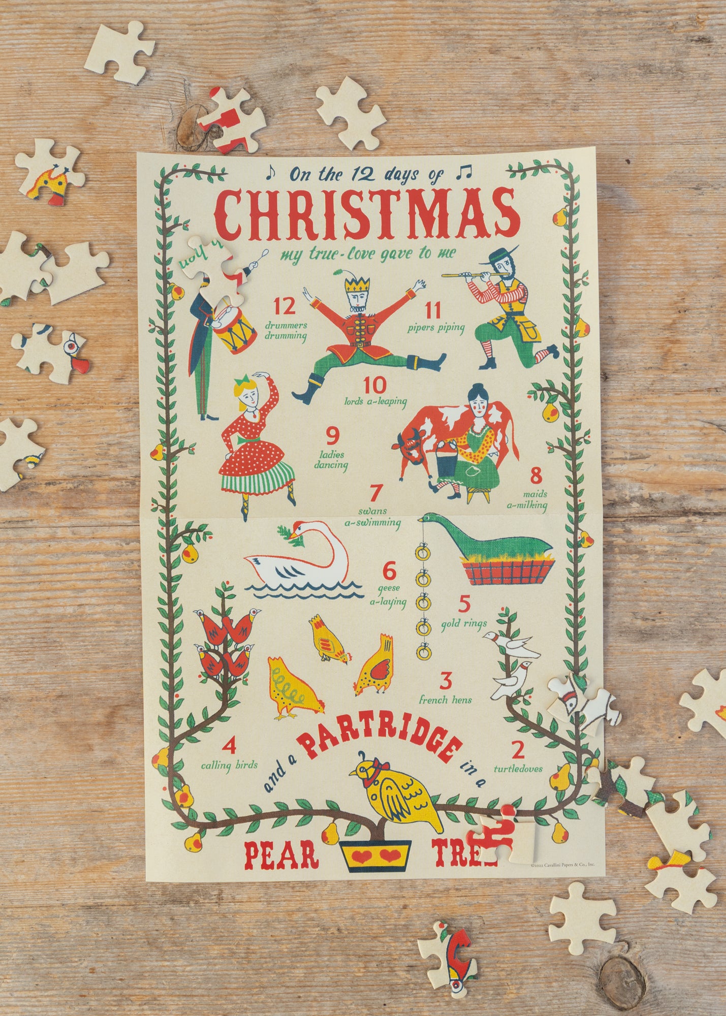 Cavallini & Co. 12 Days of Christmas Vintage Puzzle, 500 pieces