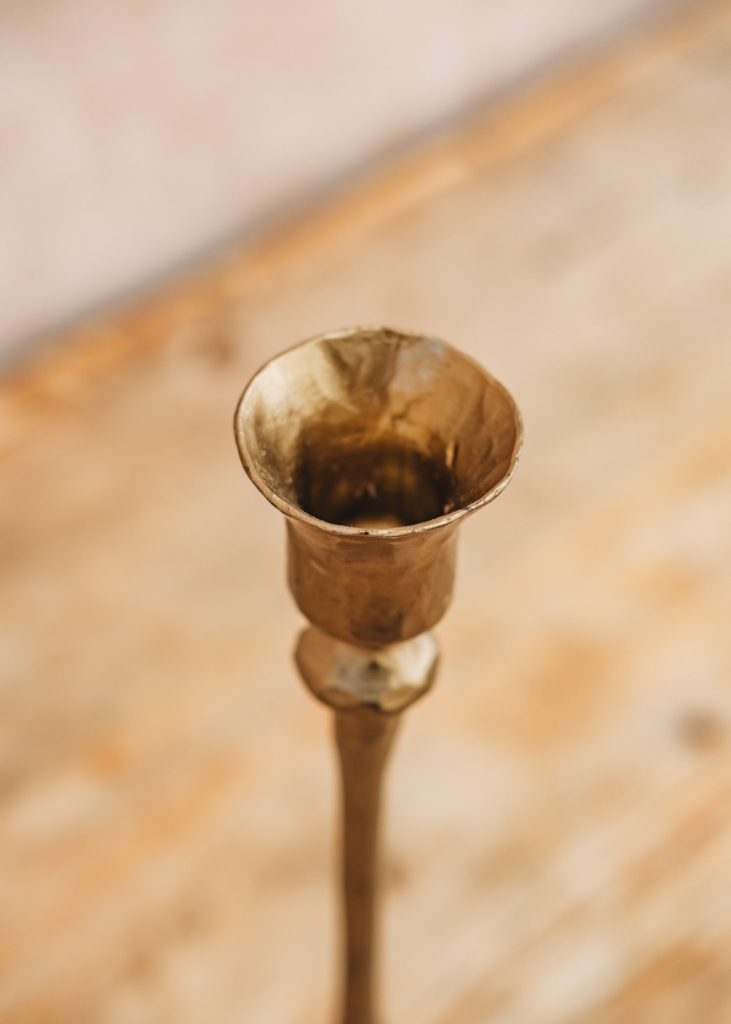 Nkuku Small Chaipat Candlestick in Antique Brass