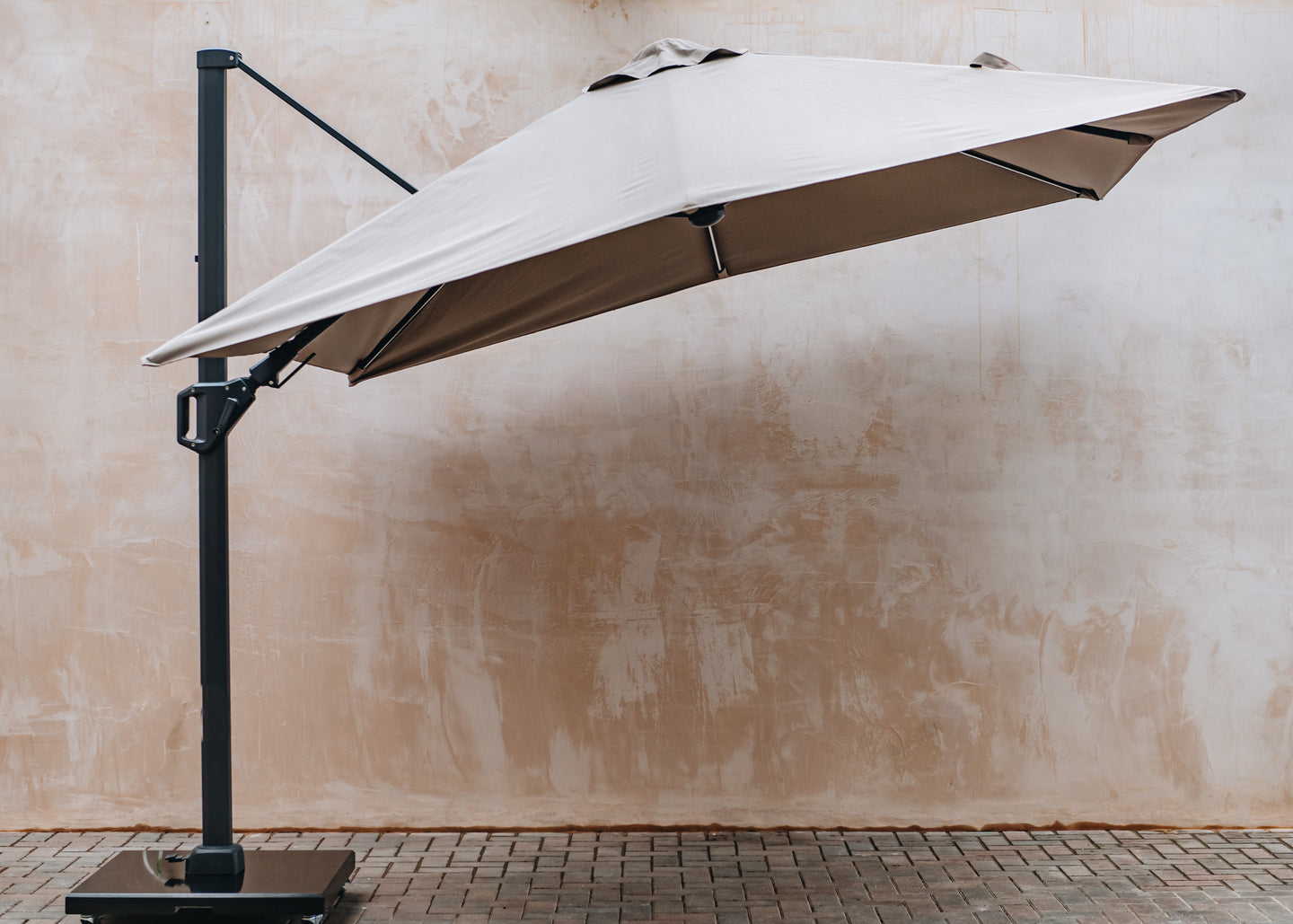 Pacific Lifestyle Glow Challenger Square Free Arm Parasol in Taupe (3mx3m)