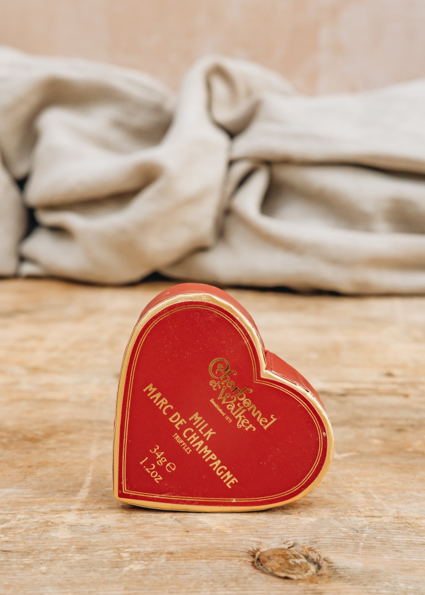 House of Dorchester Charbonnel et Walker Milk Marc de Champagne Chocolate Truffles in Red Heart, 34g