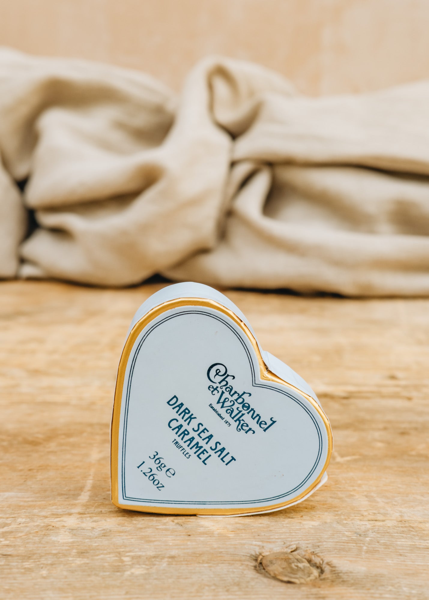 Burford Garden Co. Dark Sea Salted Caramel Chocolate Truffles in Blue Heart, 34g