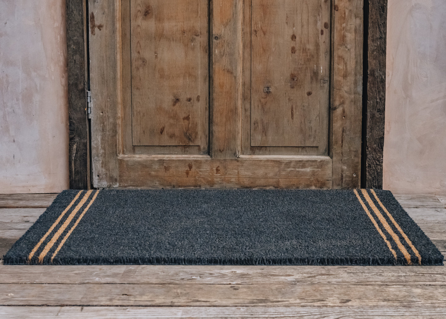 Charcoal Triple Stripe Large Doormat