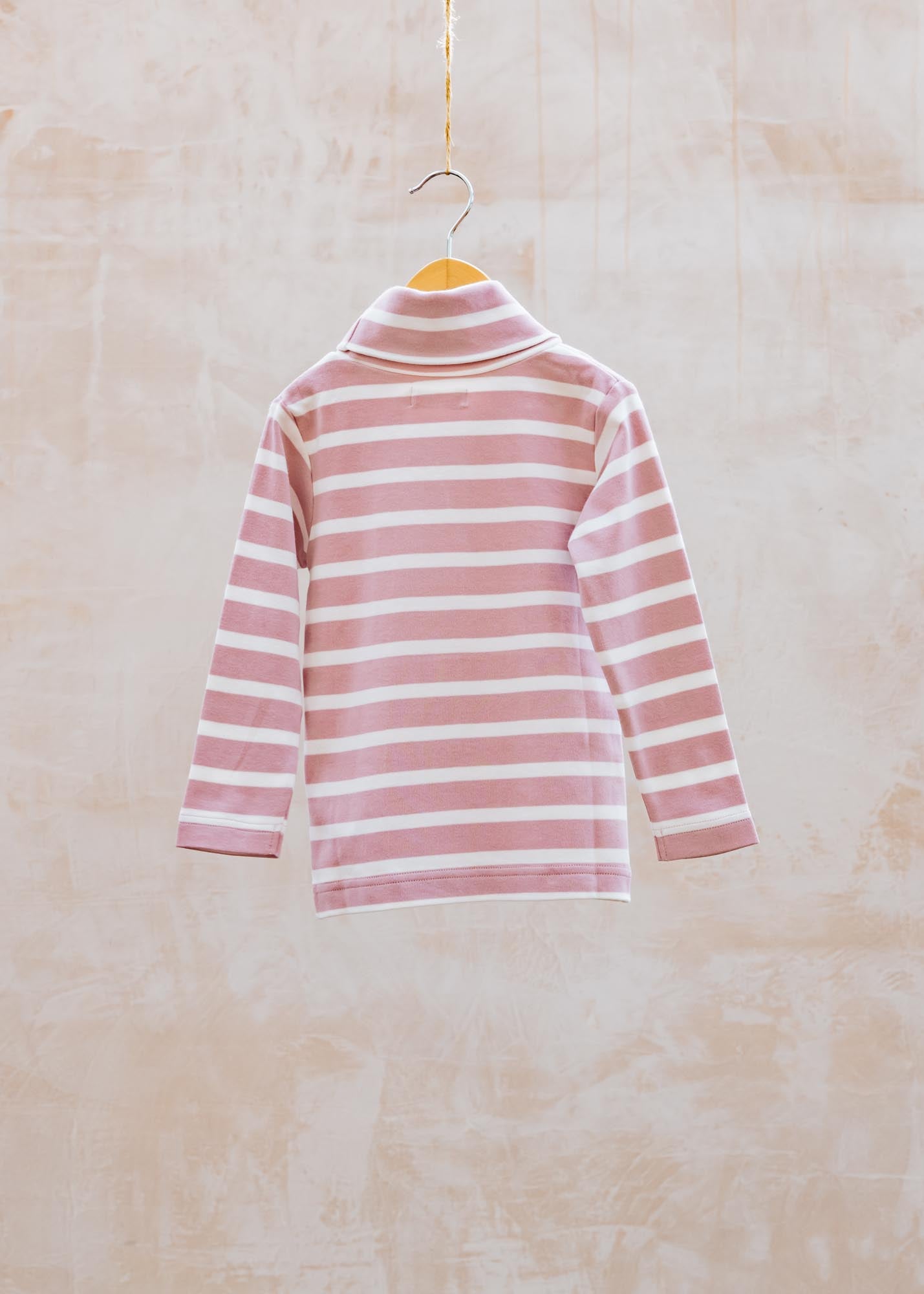 Pigeon Organics Children's Striped Polo Neck Top in Pink