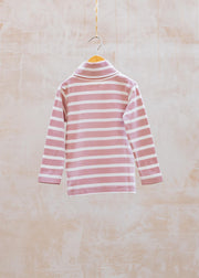 Pigeon Organics Children's Striped Polo Neck Top in Pink