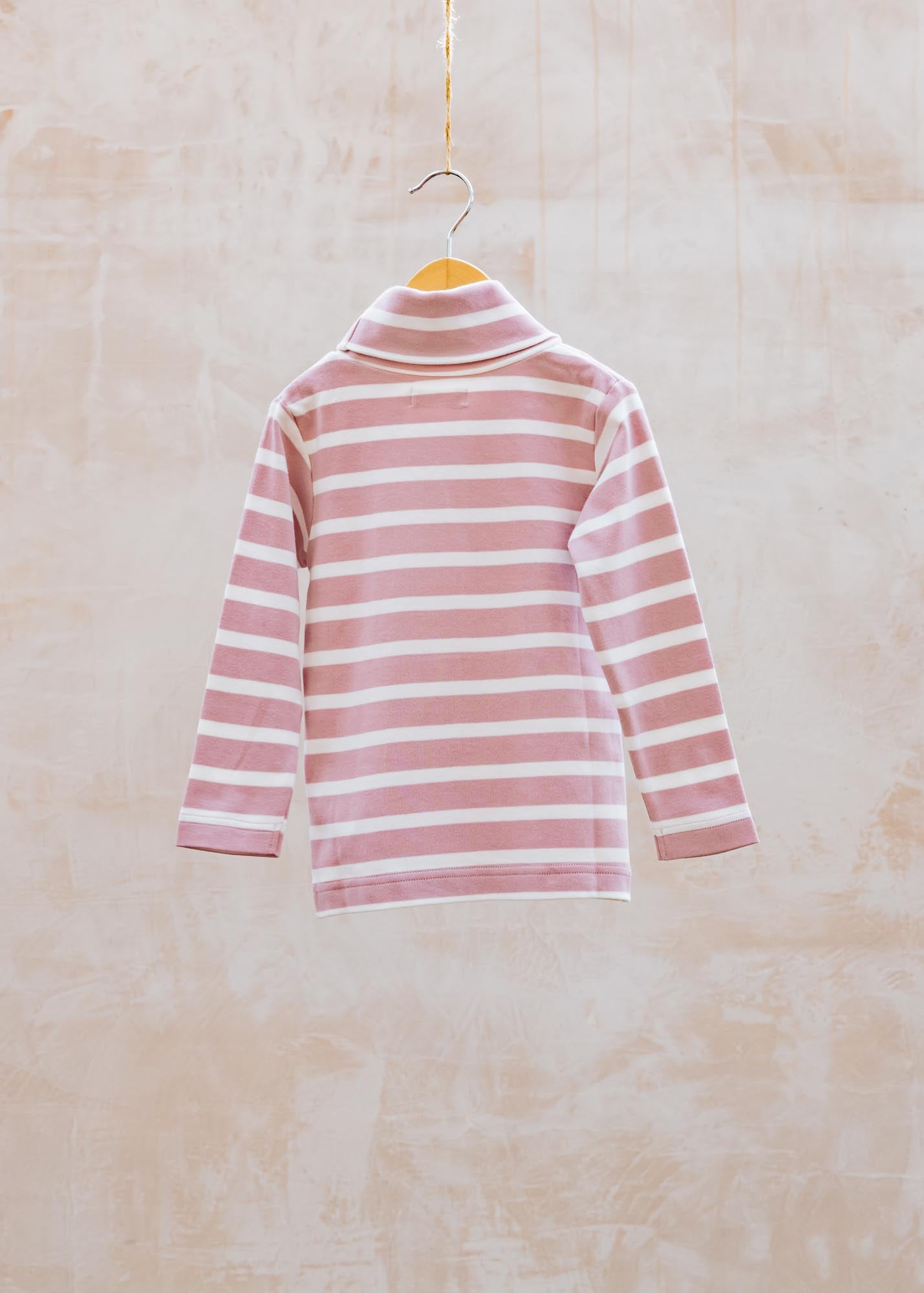Pigeon Organics Children's Striped Polo Neck Top in Pink