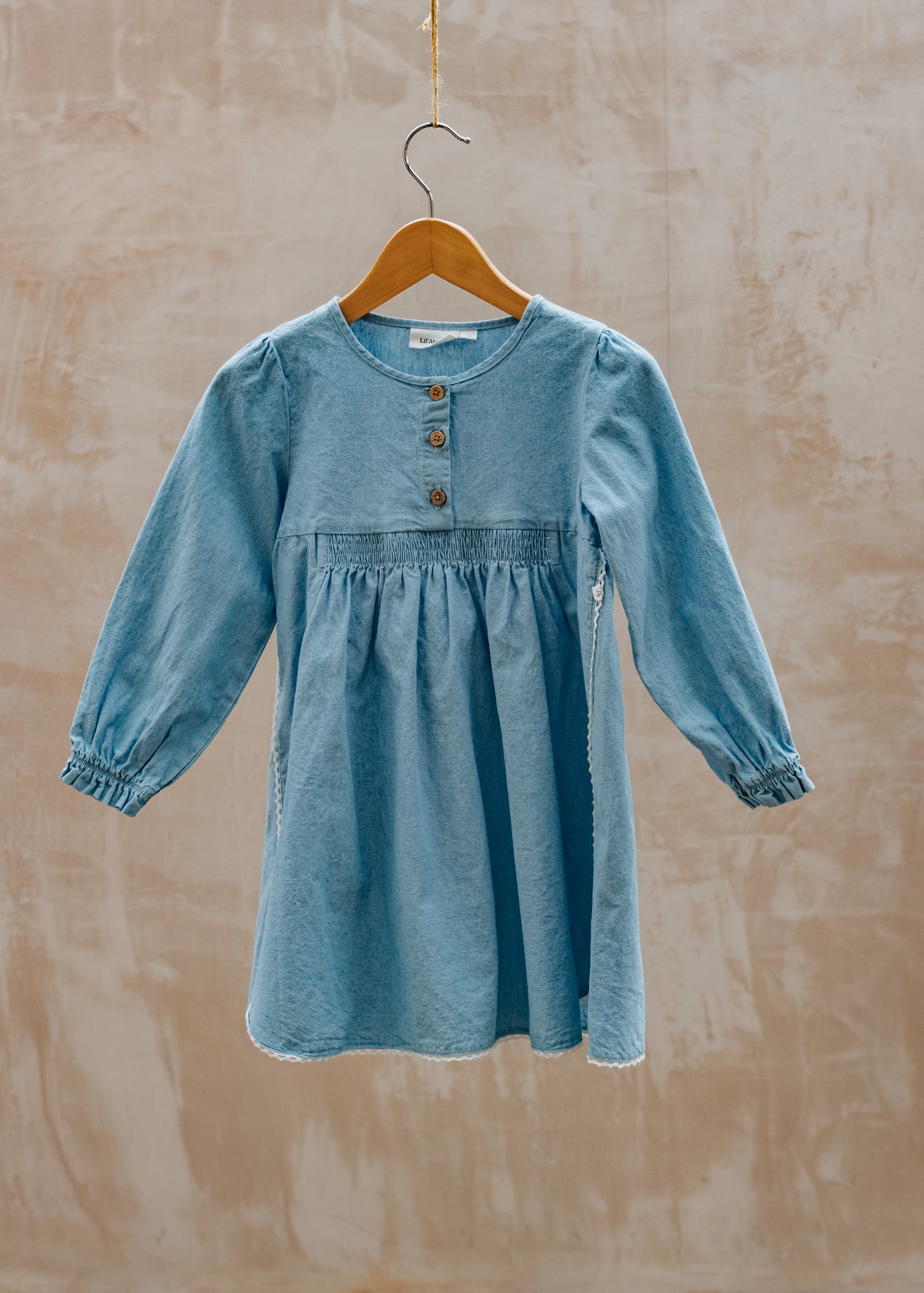 Lil' Atelier Children's Loose Dress in Light Blue Denim