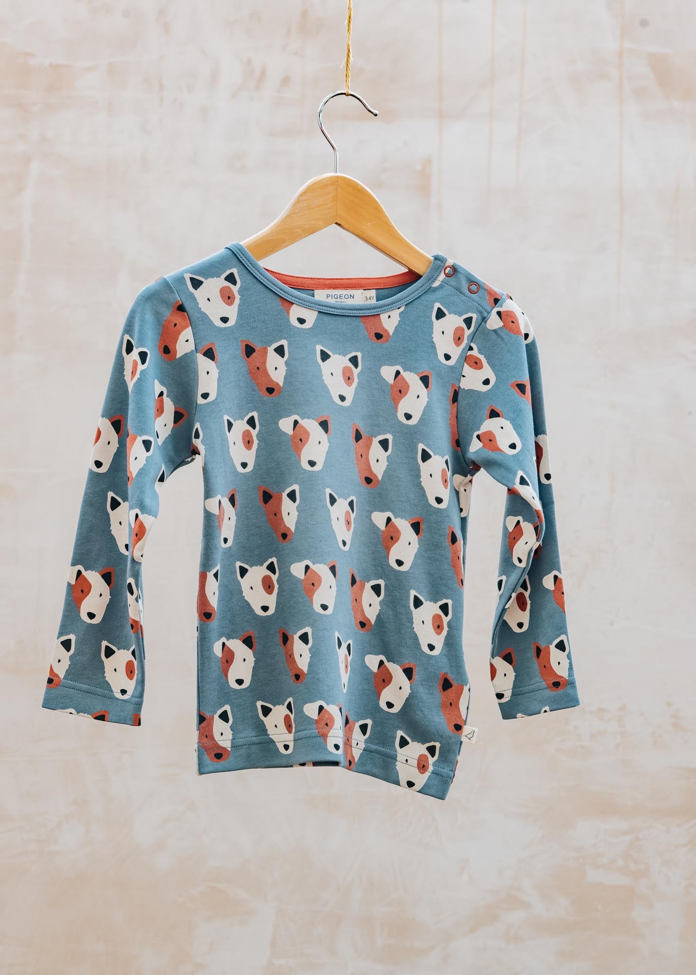 Pigeon Organics Children's Long Sleeved T-Shirt in Blue with Dogs