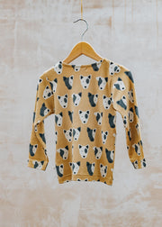 Pigeon Organics Children's Long Sleeved T-Shirt in Mustard with Dogs