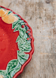 Bordallo Pinheiro Christmas Garland Dessert Plate