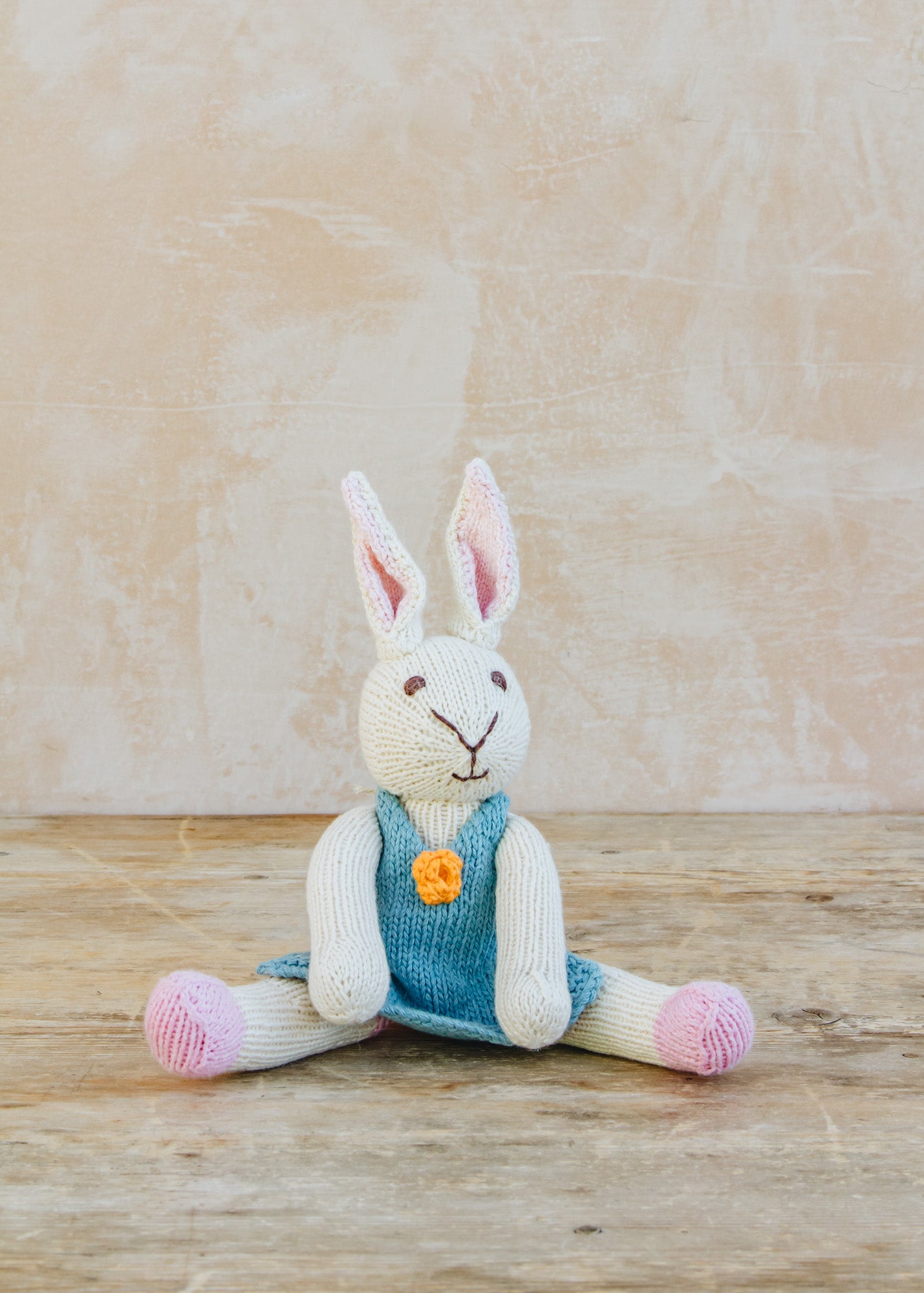 ChunkiChilli Knitted Rabbit in Blue Dress
