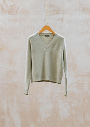 Cash-Ca Chunky Tipped V-Neck Jumper in Pebble and Olive