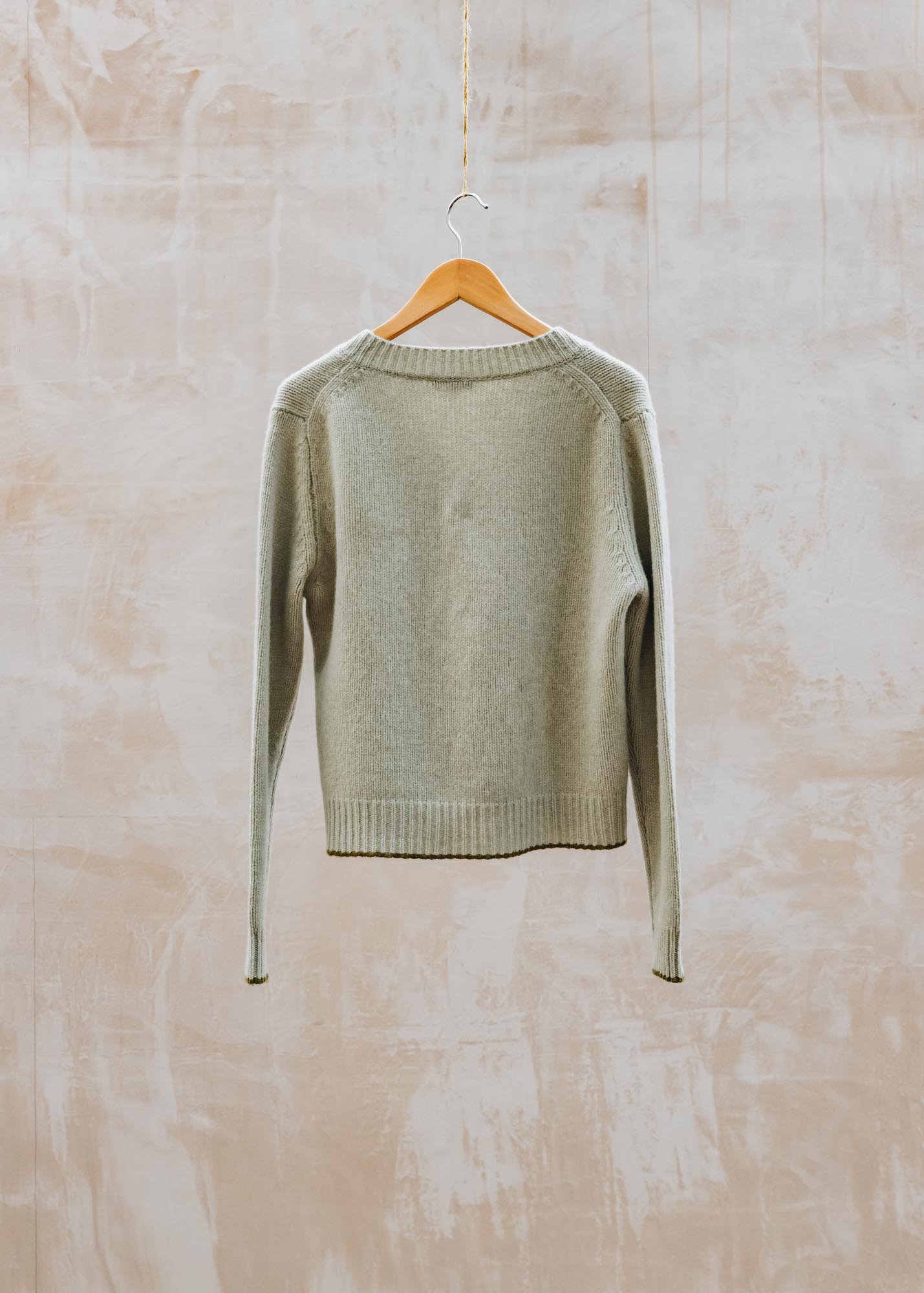 Cash-Ca Chunky Tipped V-Neck Jumper in Pebble and Olive