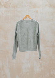 Cash-Ca Chunky Tipped V-Neck Jumper in Silver and Teal