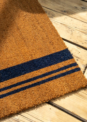 Cotswold Rope Navy Edge Stripe Coir Doormat
