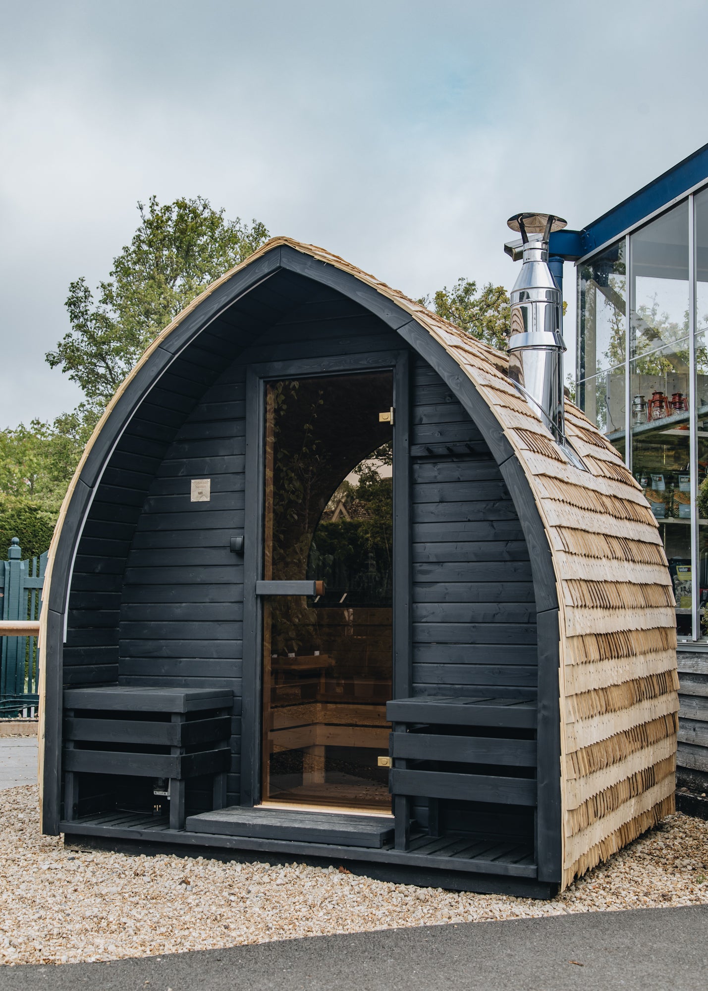 Therme Sauna 2m with Wood Stove in Black