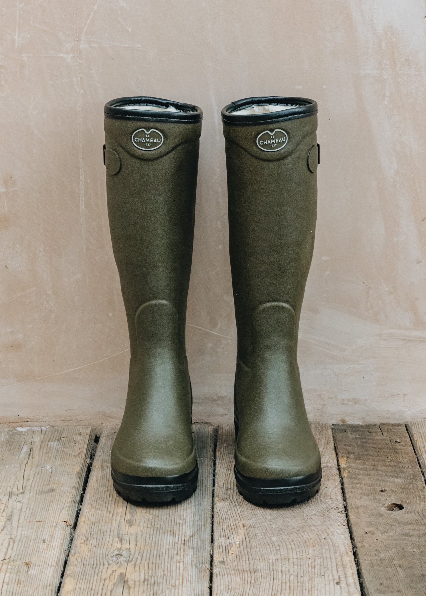 Women's Country Wool Lined Wellington Boots in Green
